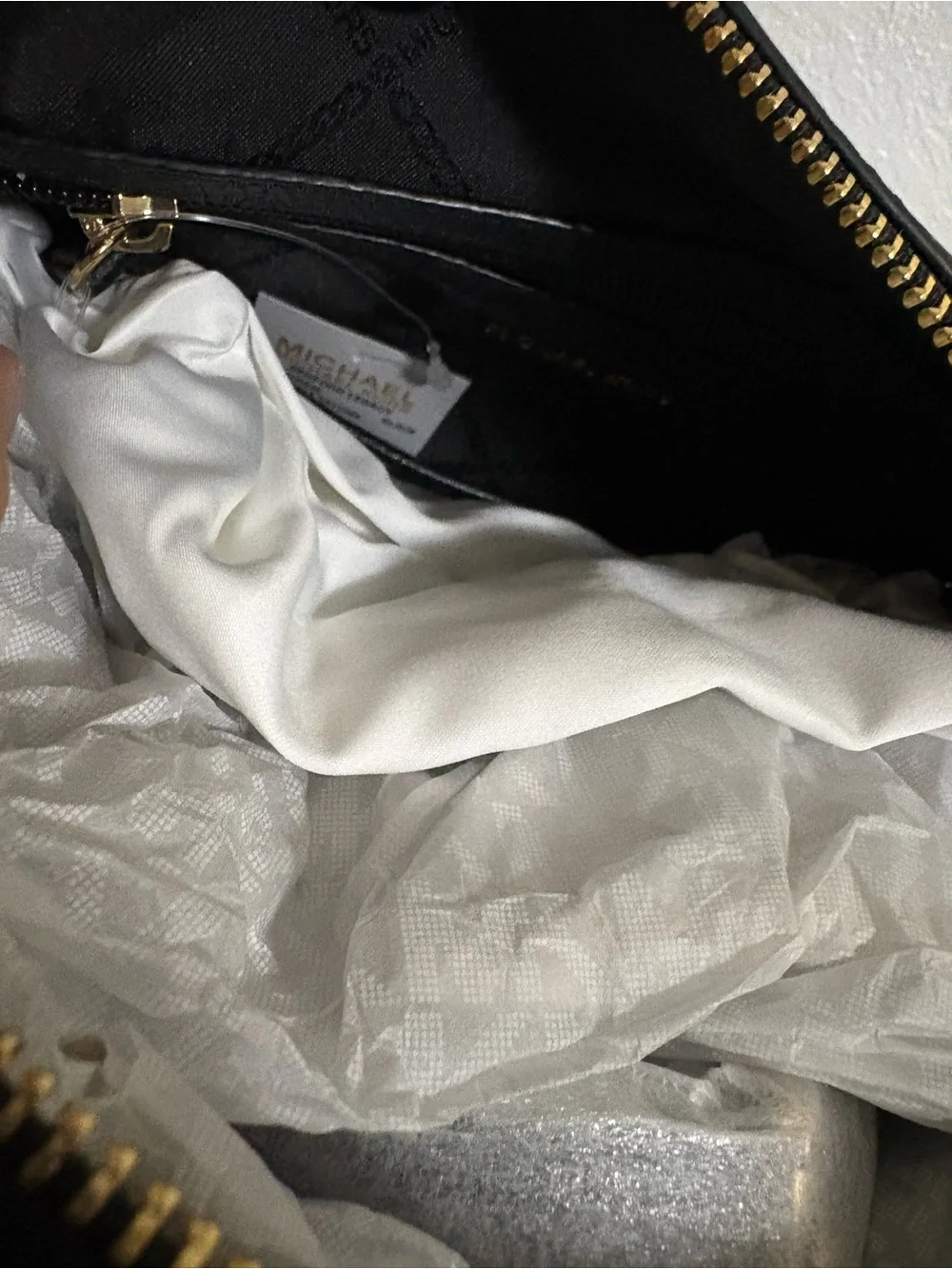 Michael Kors Black Pebbled Leather Satchel with Gold Hardware